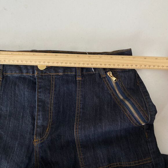 Ashley Stuart Wide Leg Denim Jeans Womens Plus Size 16 Blue High Rise Zip Pocket - Picture 4 of 11